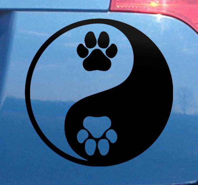 Ydmyghed Skråstreg krigsskib Dog paw yin yang Car Sticker - TenStickers