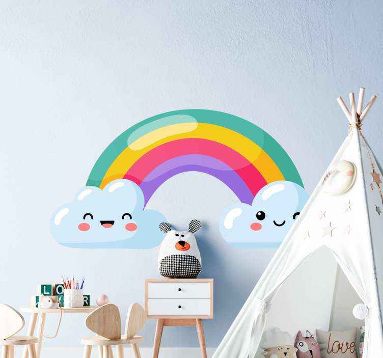 Arc-en-ciel et les nuages Personnalisé Autocollant Mural Enfants chambre Nursery Decal Art