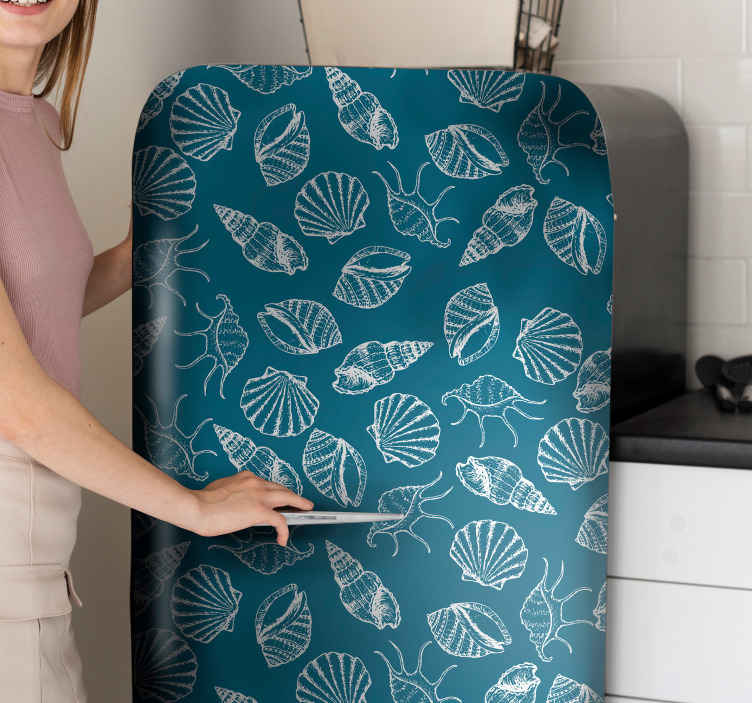 Sticker frigo motif botanique coquillages - TenStickers