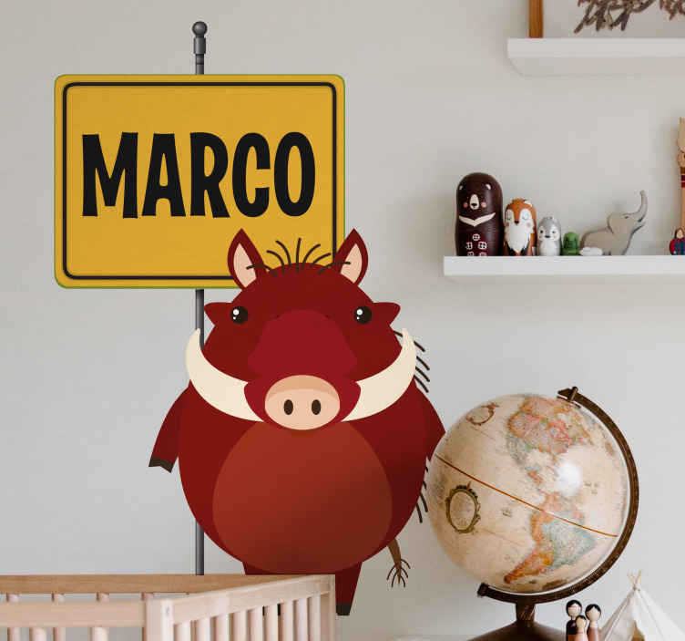 Schattig zwijnkarakter Muursticker boerderijdieren - TenStickers