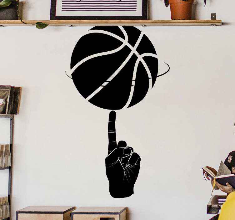 giocatore di basket durante il lancio della palla Dekodino® motivo Adesivo da parete