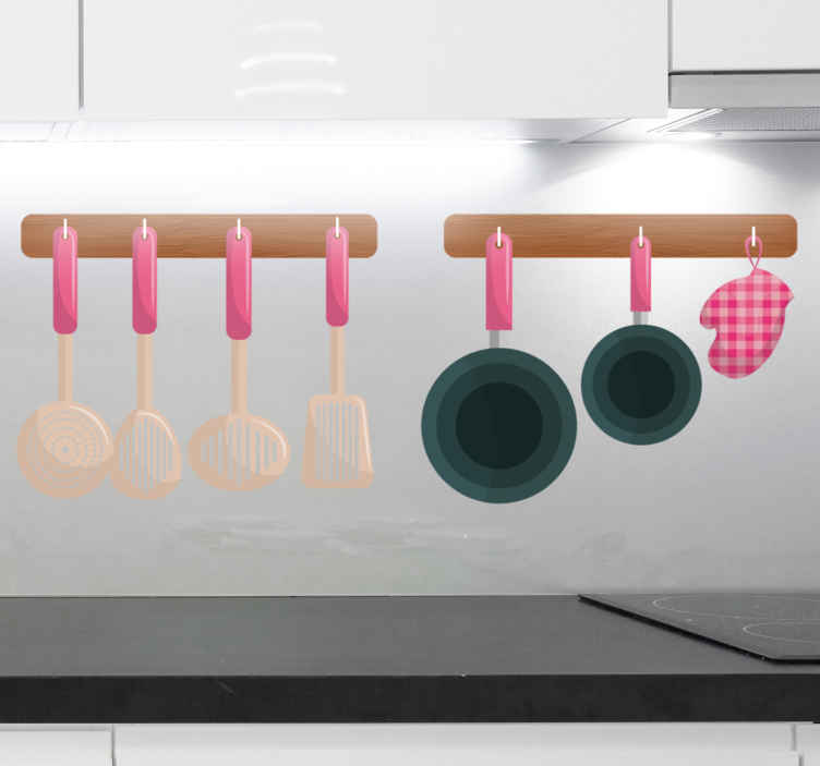 Sticker Mural Cuisine Dessin animé appareils suspendus
