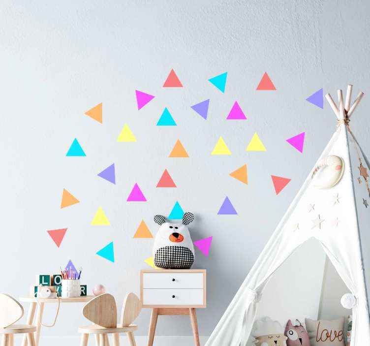 Stickers Chambre Bébé Pack de 30 petits triangles multicolores