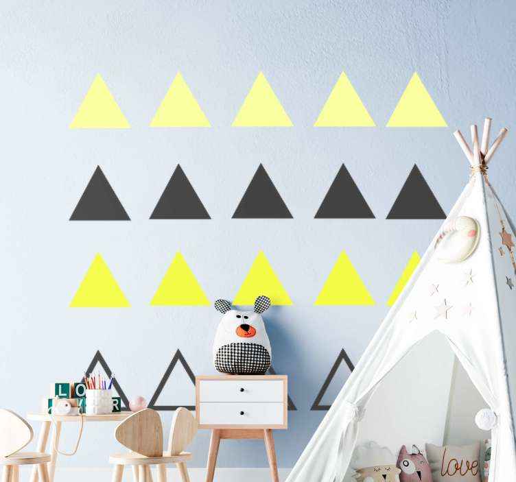 Stickers Chambre Bébé Pack de 20 triangles jaunes et noirs