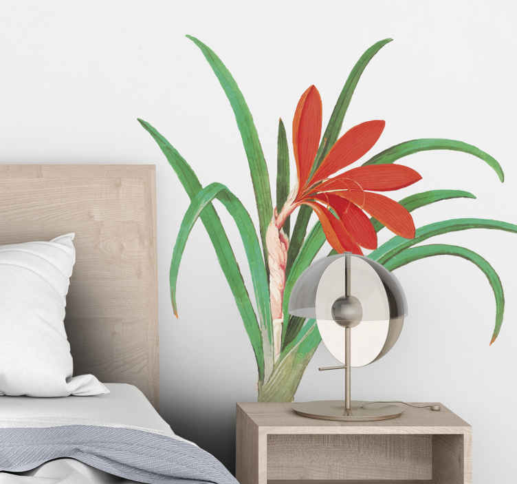 Sticker Mural Fleur Style vintage crocus rouge