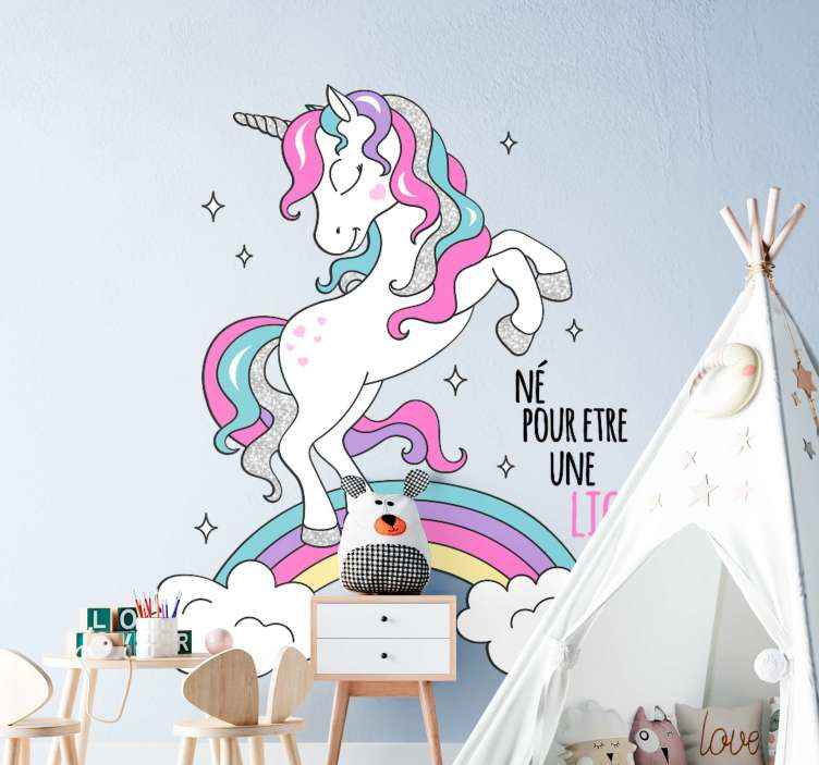 Sticker Mural Cinéma Conception de dessin animé de licorne