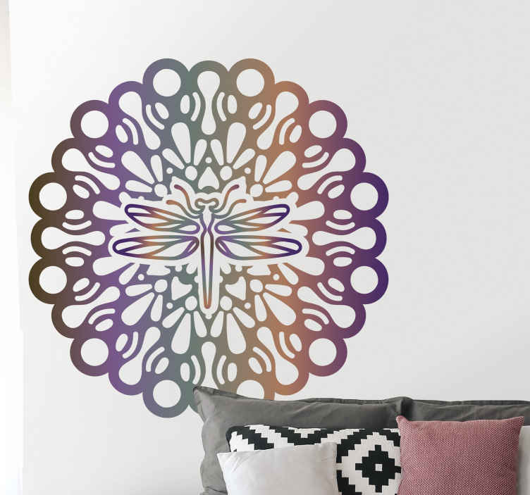 stickers voiture fleurs Mandala magique libellule