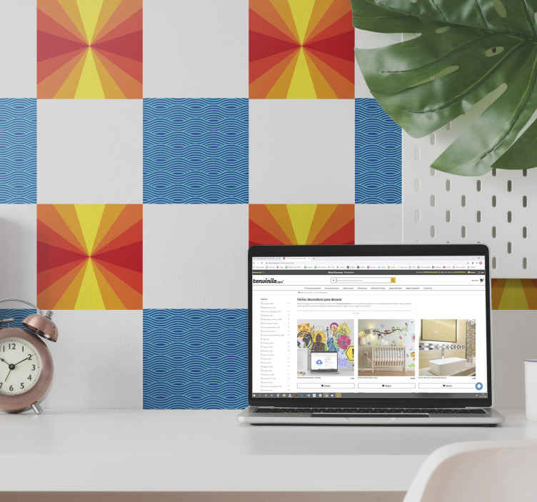 Autocollant Carrelage Carreaux de coucher de soleil vintage