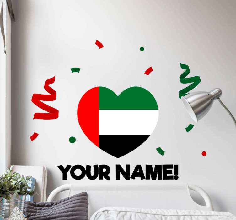 UAE heart flag Custom Sticker TenStickers