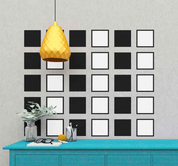 Autocollant Confettis carrés noirs et blancs