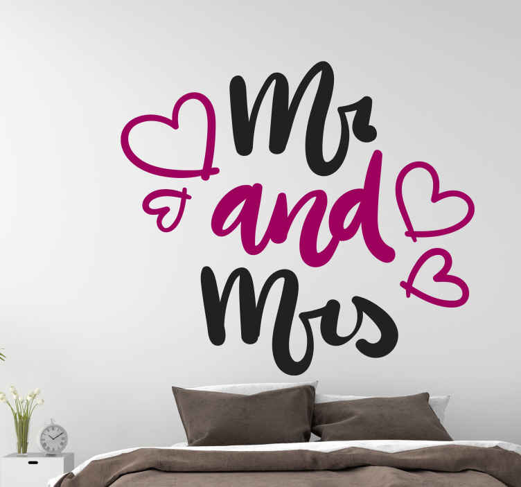 King and Queen, Husband and Wife heart bridal stickers - TenStickers