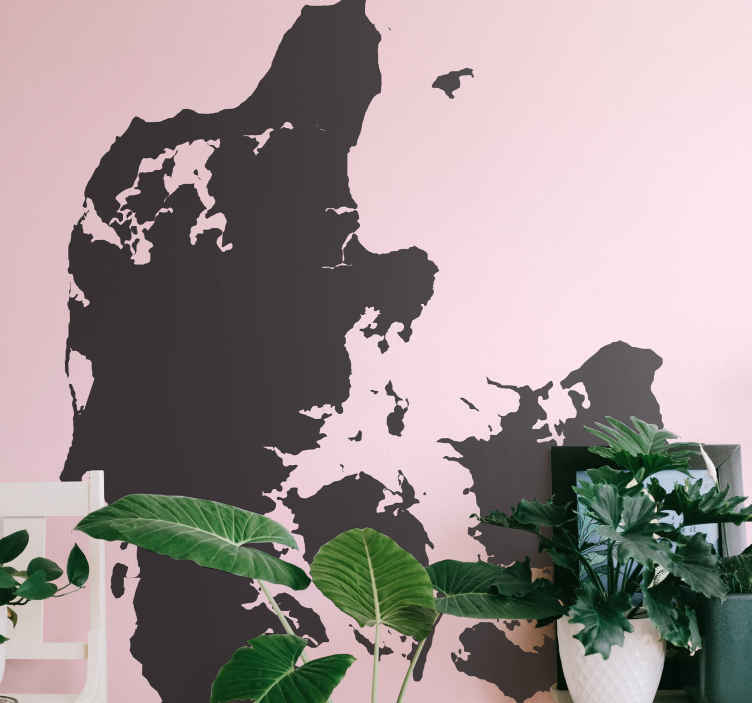 Monocolour danmark kort verdenskort klistermærke - TenStickers