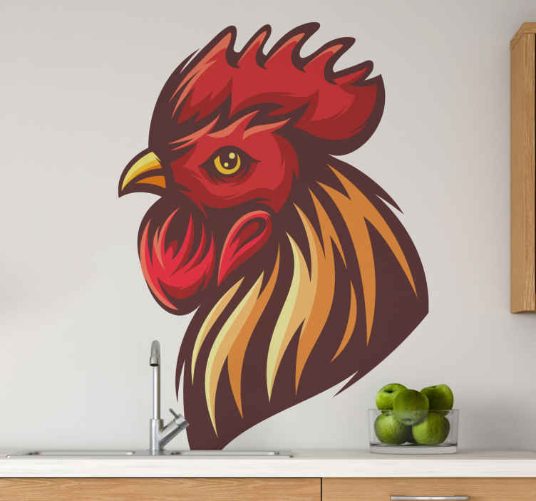 Coloured modern Rooster bird sticker TenStickers