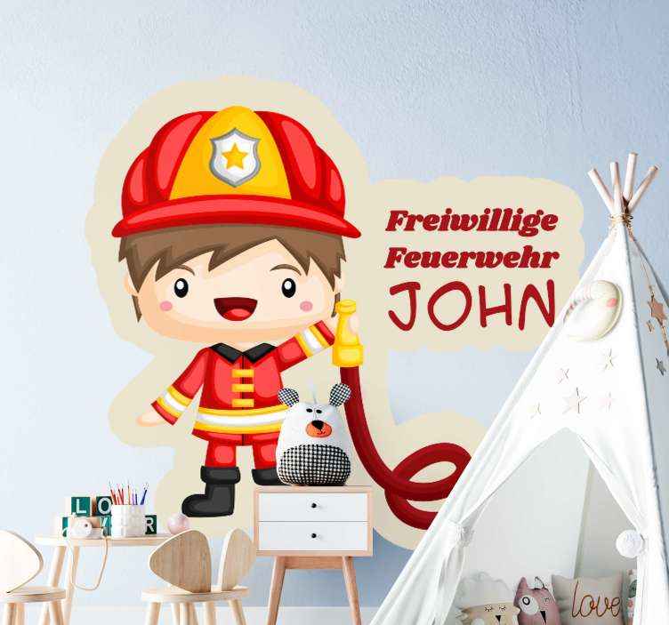 Personalisierter Aufkleber Feuerwehrmann mit personalisiertem Nam - TenStickers