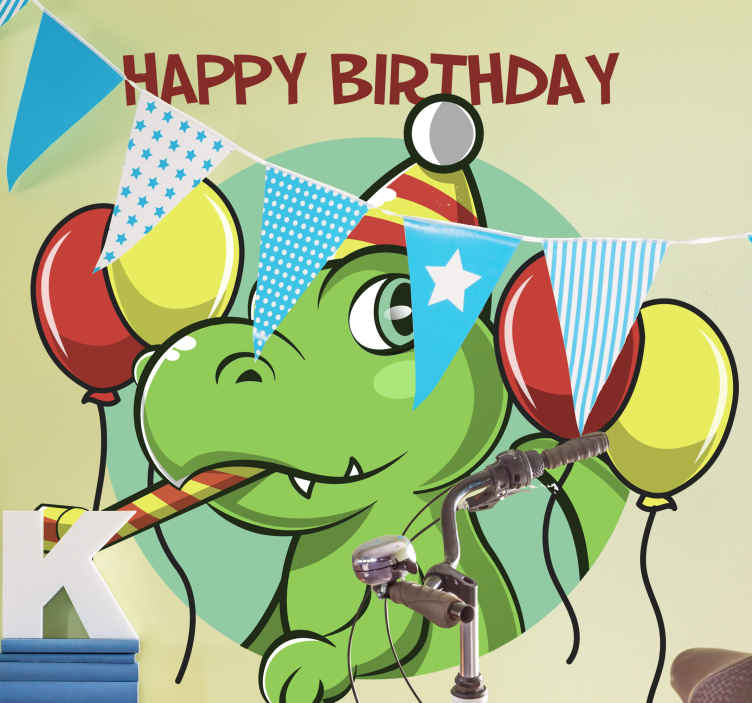 stickers muraux dinosaure Joyeux anniversaire dinosaure - TenStickers