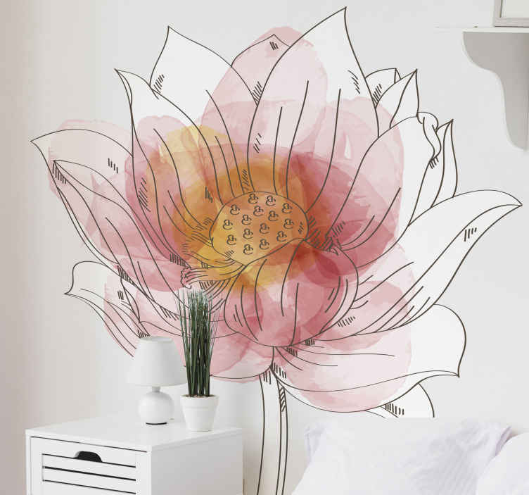 Autocollant Mural 3D Floraison Lotus Fleur Miroir Acrylique