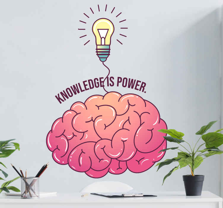 Knowledge is power brain inspirational quote stickers - TenStickers