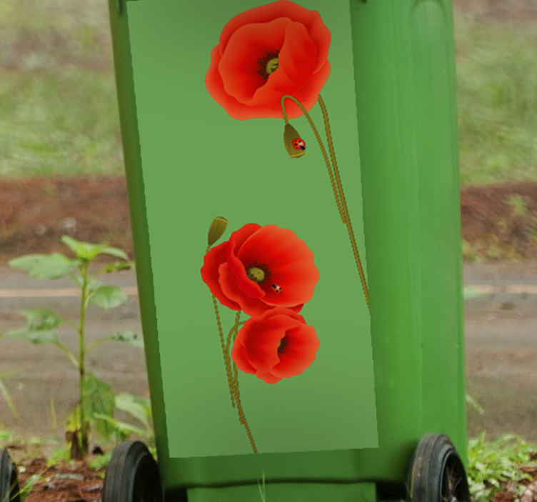 Pegatina reciclaje de flores amapolas - TenVinilo
