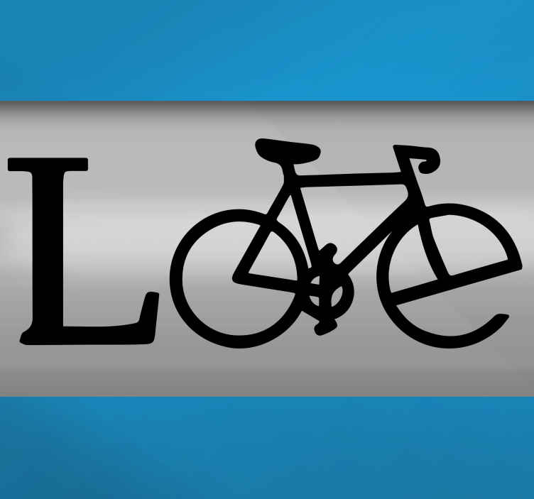 Sticker para bicicleta frase love en forma bici - TenVinilo