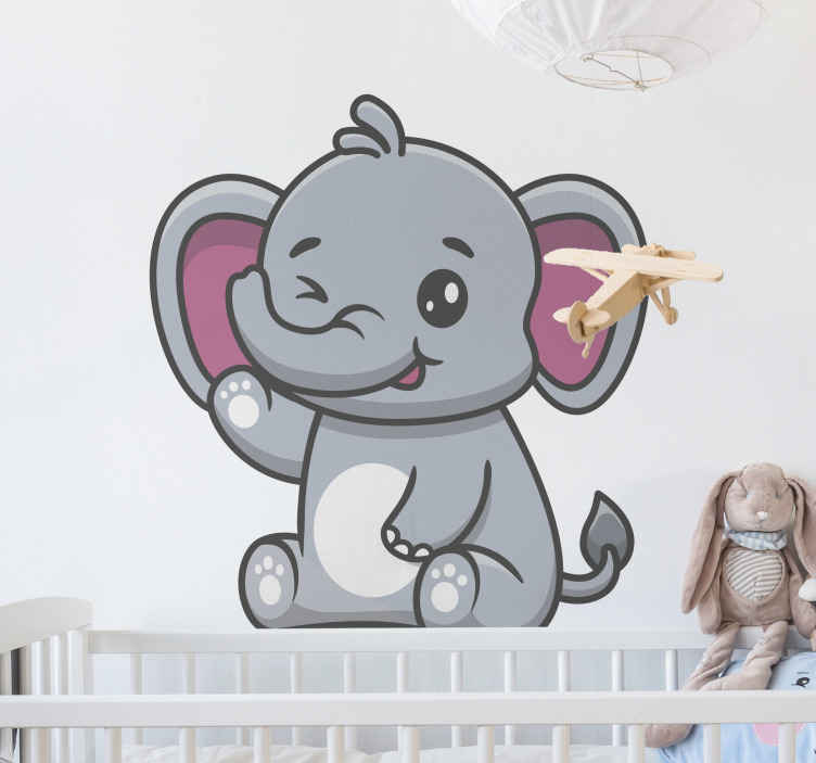 Decoración habitación bebé – Rey Elefante con corona - Vinilos infantiles  decorativos
