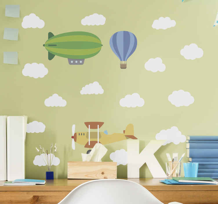 PLANES JETS BALLOONS WALL STICKERS FOR KIDS BEDROOM DECOR DECAL BOYS *free post* 