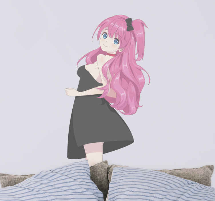 Premium AI Image  Anime girl in a black dress