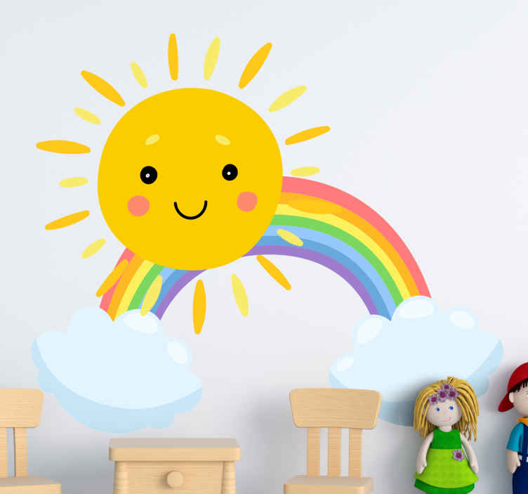 Autocolantes de ilustrações Crianças-arco-íris e nuvens - TenStickers
