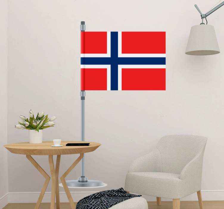 Norsk flagg på pinne grunnlovsdagsdekal - Tenstickers
