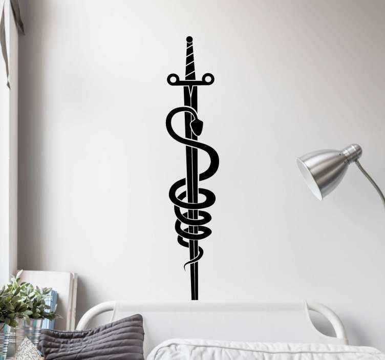 Sword with snake object sticker - TenStickers