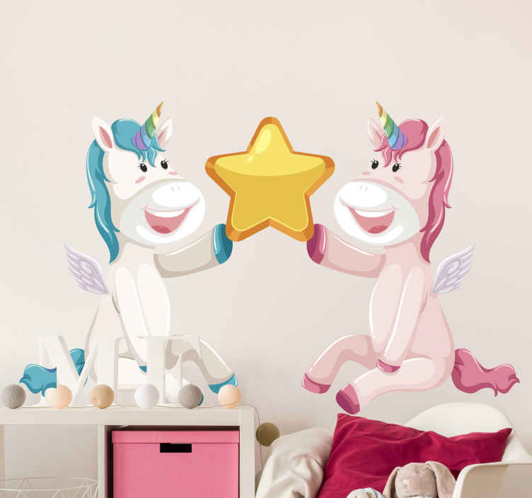 Wall sticker for kid unicorns with stars - TenStickers