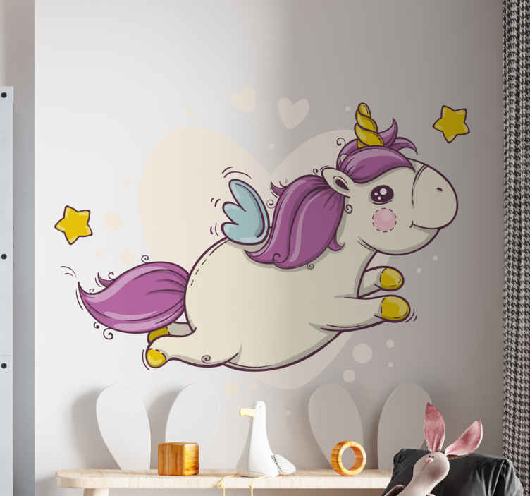 Vinilo decorativo cuento infantil Dibujos animados unicornio mora -  TenVinilo