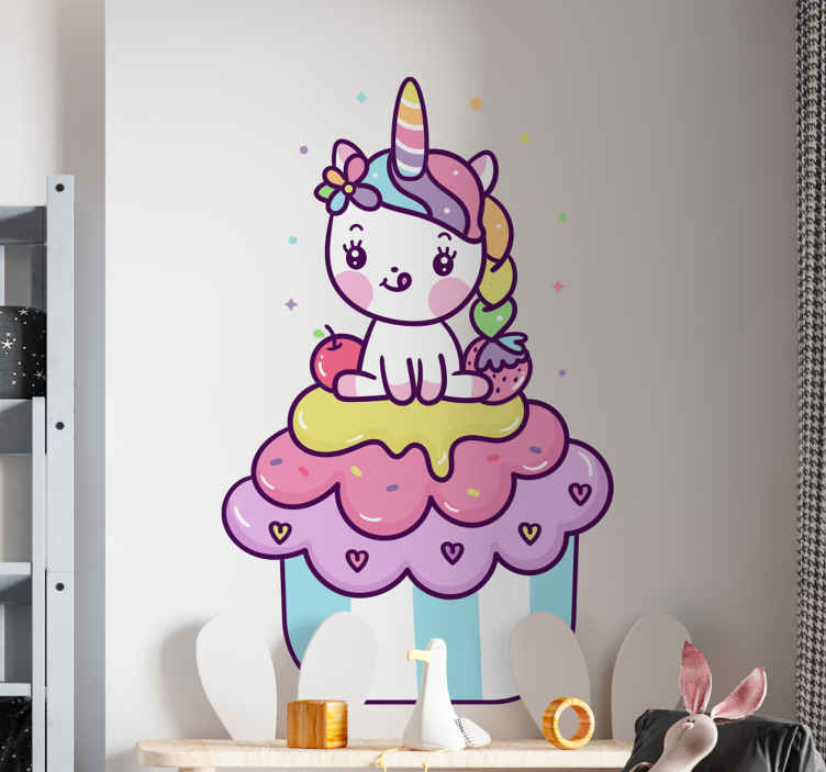 Big eye unicorn with butterfly Custom Sticker
