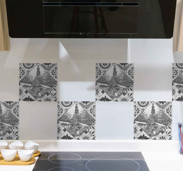 Azulejo adhesivo patrón decorativo vintage - TenVinilo
