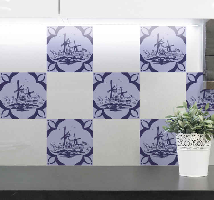 Mills on the sea  tile sticker - TenStickers