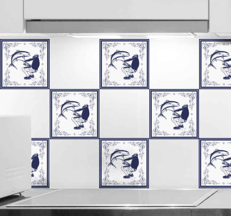 Hayvan çıkartması balık tutan balıkçı - TenStickers