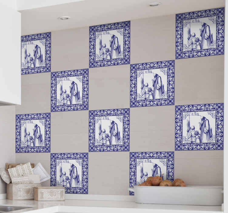 Traditional tile artwork nalepka z živalmi - TenStickers