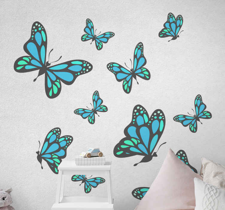 Purple butterflies flying butterfly wall sticker - TenStickers