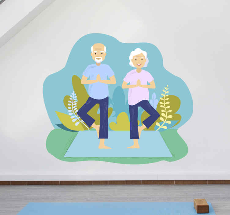 Vinilo estética práctica de yoga para mayores - TenVinilo