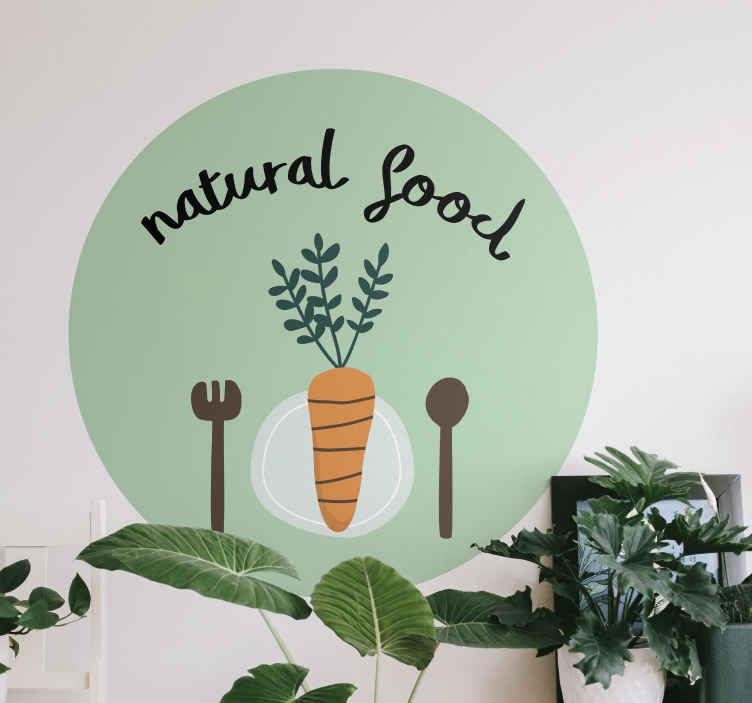 Vinilo pared taller Comida natural con zanahoria - diseño de cocina