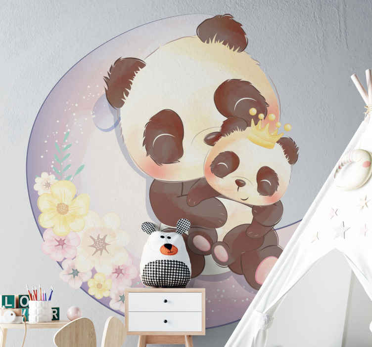 Vinil com animais selvagens Panda realista com uma planta - TenStickers