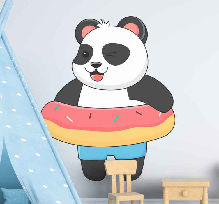 Vinil com animais selvagens Panda realista com uma planta - TenStickers