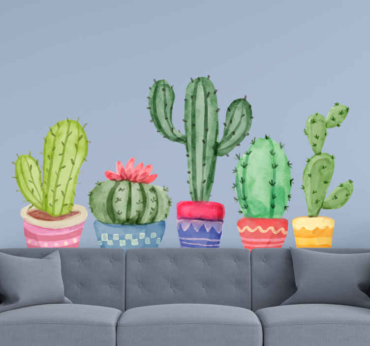 Adesivo fiore Cactus in vasi da fiori