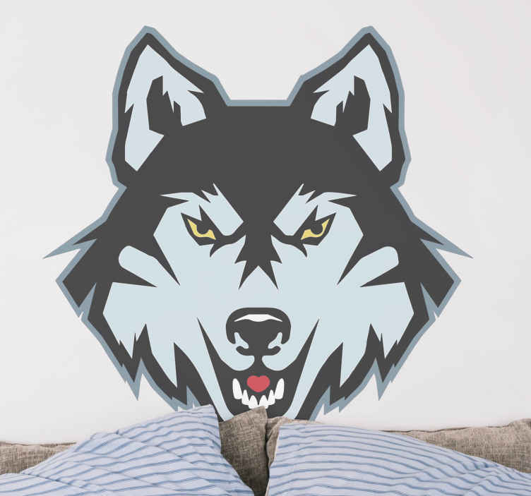 Wolf cartoon angry blue husky wild animal sticker - TenStickers