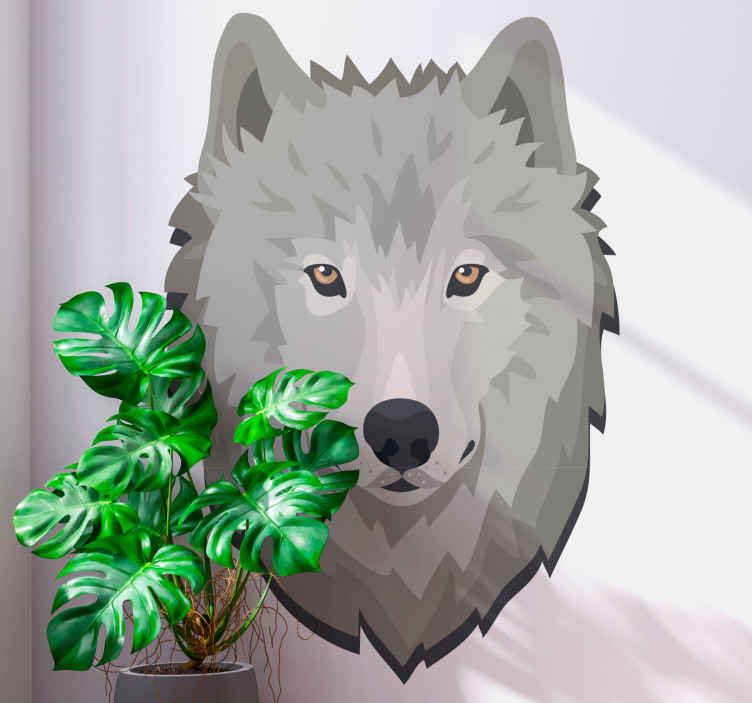 Wolf drawing grey wolf with yellow eyes sticker - TenStickers