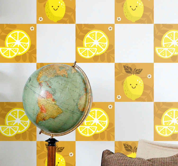 Mosolygó citrom csempe matrica - TenStickers