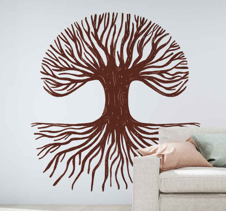 Vinilo de árbol para pared árbol de la vida raíces largas - TenVinilo