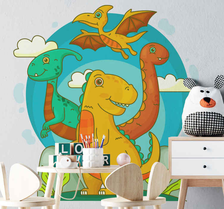 Wall sticker cartoon dinosaur family - TenStickers