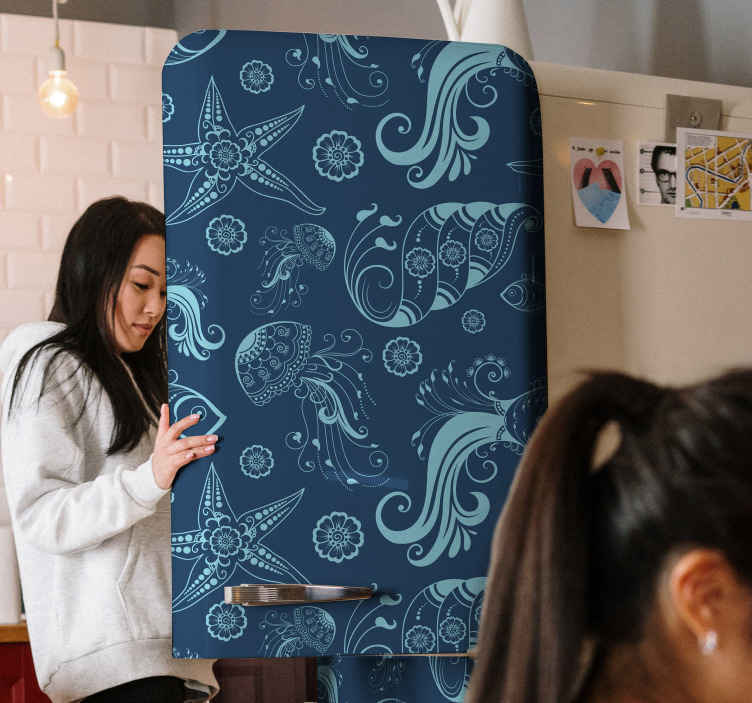 Ornamental Sea Life fridge fridge sticker - TenStickers