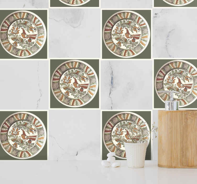 Piastrella adesiva Modello horezu uccello - TenStickers