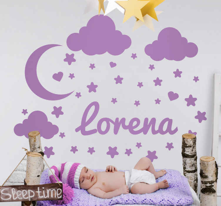 Vinilo ilustración Lluvia de estrellas con nombre - TenVinilo